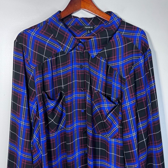 Torrid Challis Button-Down Long Sleeve Shirt Lightweight Sheer Size 5X - Picture 4 of 10